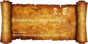 Kenderesi Barnabás névjegykártya